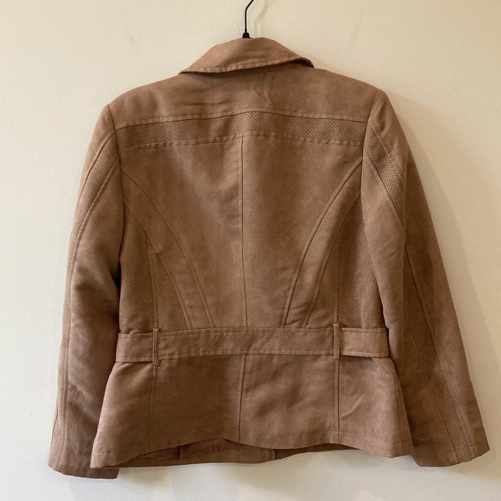 Chico’s light brown faux suede Kinsley jacket moto size medium / 8 / 1 - Picture 7 of 13